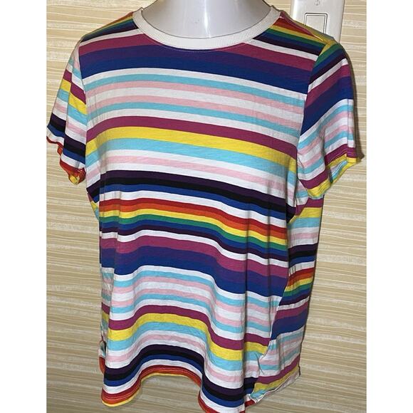 Torrid Women's Pride Striped Tee Shirt Size 1 0632 - Picture 1 of 5